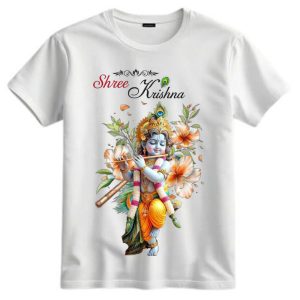 Convoy Shri Krishna Printed T-Shirt for Men & Boys | Cute Love Quote Graphic Tee | Round Neck Half Sleeve Casual Wear T-Shirt