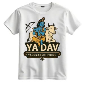 Convoy Shri Krishna Printed T-Shirt for Men & Boys | Cute Love Quote Graphic Tee | Round Neck Half Sleeve Casual Wear T-Shirt